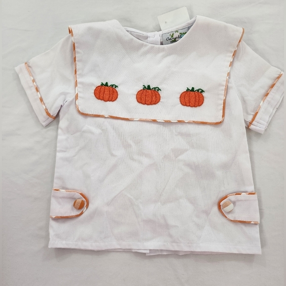 NWT Camellia City Unisex Pumpkin Embroidered Baby Outfit, Sz 3T - Picture 2 of 15